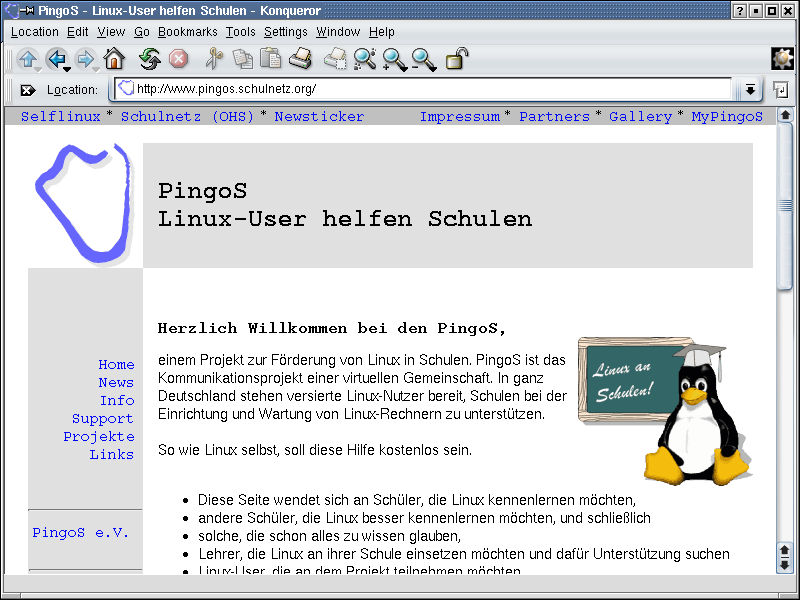 Screenshot 3: Front page of the PingoS homepage