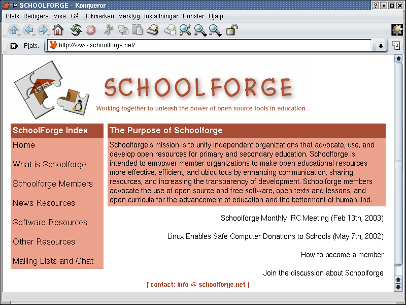 Screenshot 3: Homepage of Schoolforge.net