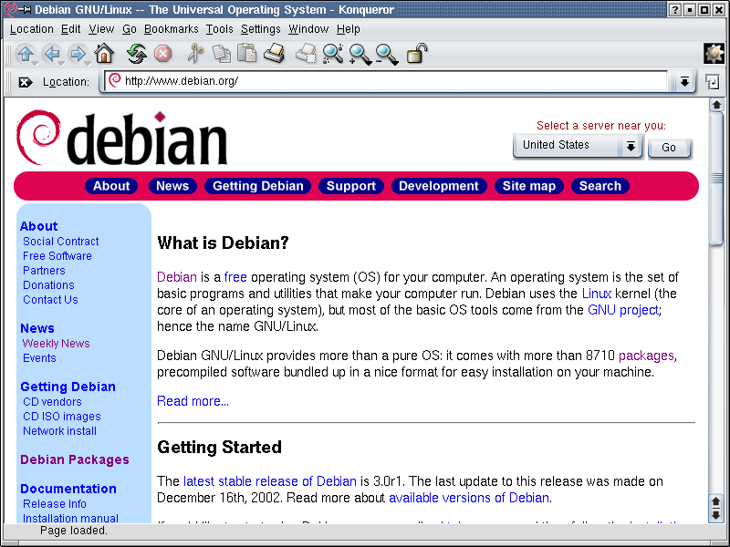Screenshot 3: The homepage of Debian