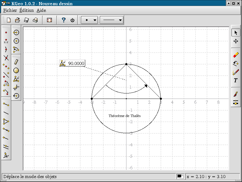Capture d'écran 1 : KGeo et le théorème de Thalès