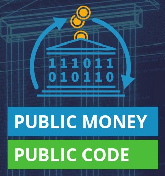 Logo de la   campagne 'Public Money, Public Code'