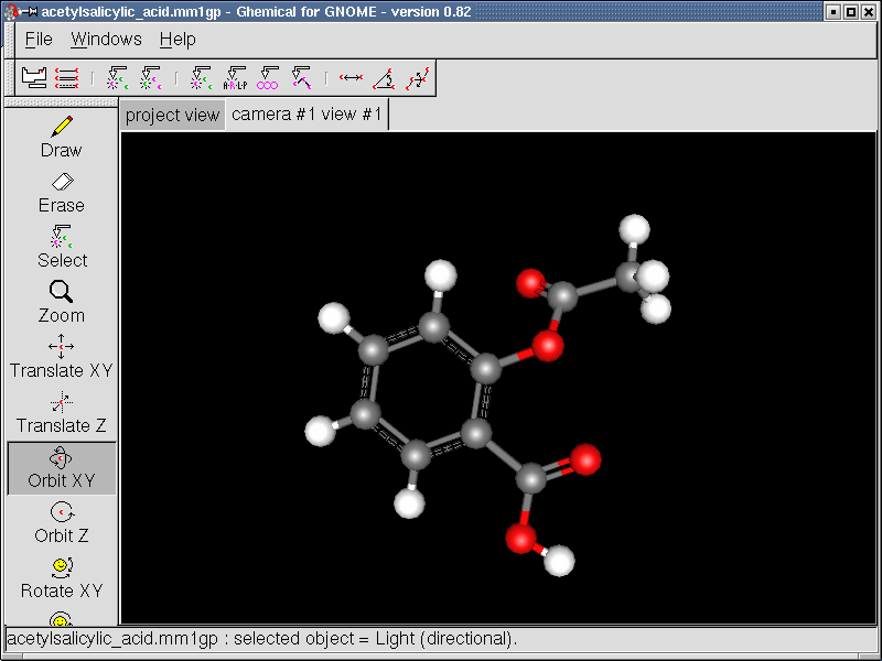 Capture d'écran 1 : Ghemical avec de l'aspirine