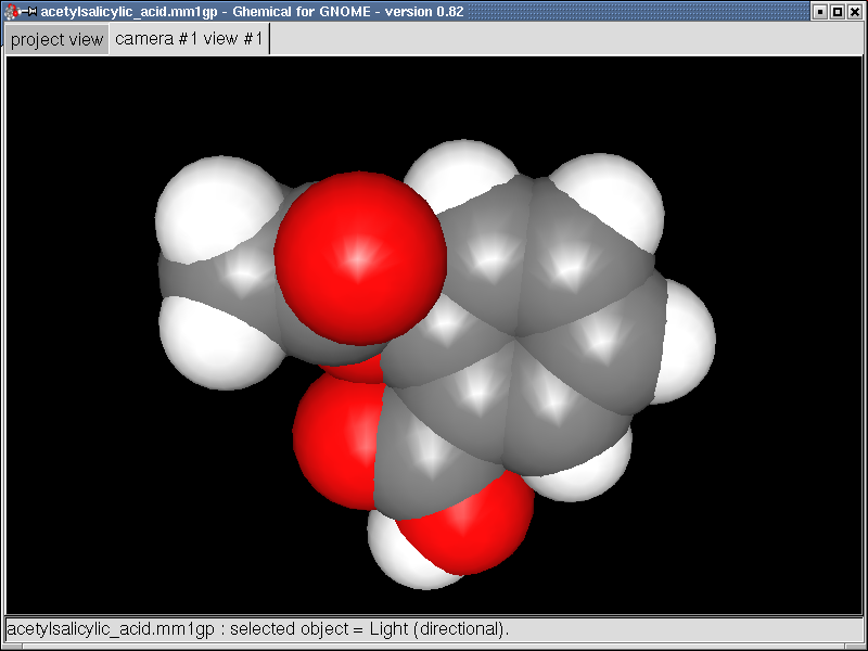 Capture d'écran 2 : l'image de Van der Waals de l'acide acétylsalisylique