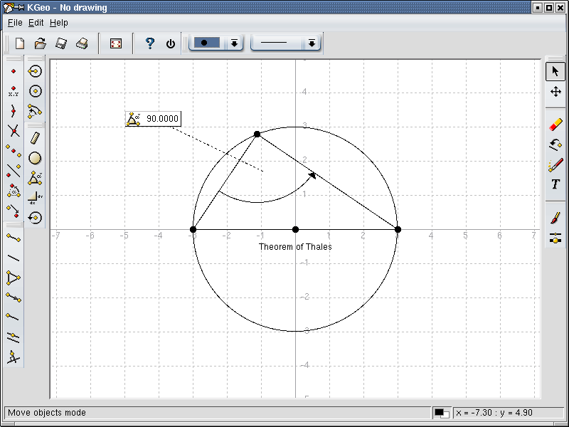 Screenshot 1: KGeo and the theorem of Thales