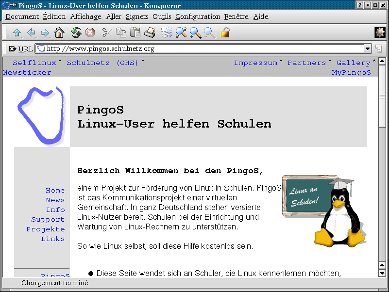 Capture d'écran 3 : page principale du site web Pingos