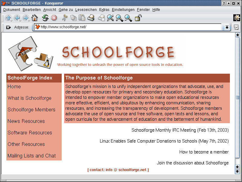 Abbildung 3: Homepage von Schoolforge.net