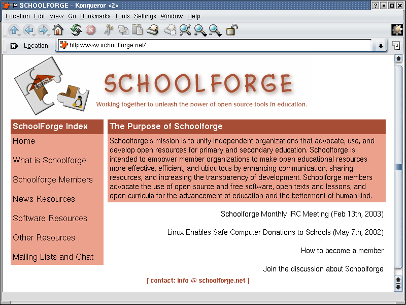 Screenshot 3: Homepage of Schoolforge.net