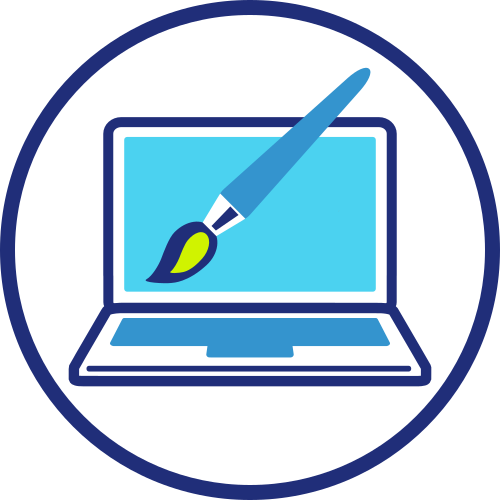 Icon of a laptop with a paintbrush