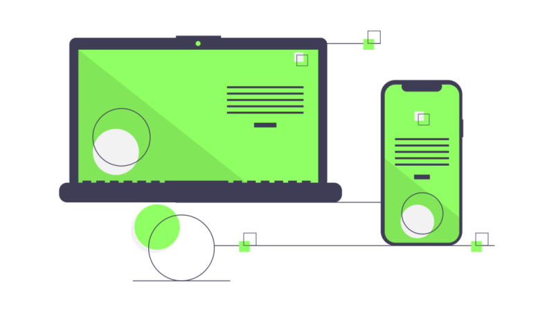 illustration of a laptop and a mobile phone