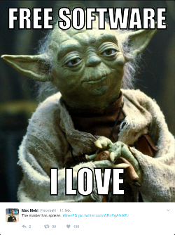 Yoda showinf #ilovefs